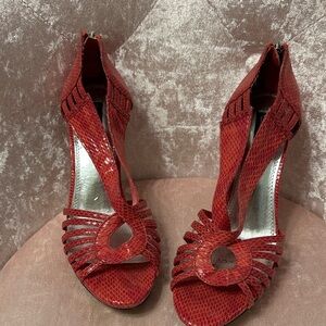 Elegant Red Strappy Women's Heels
